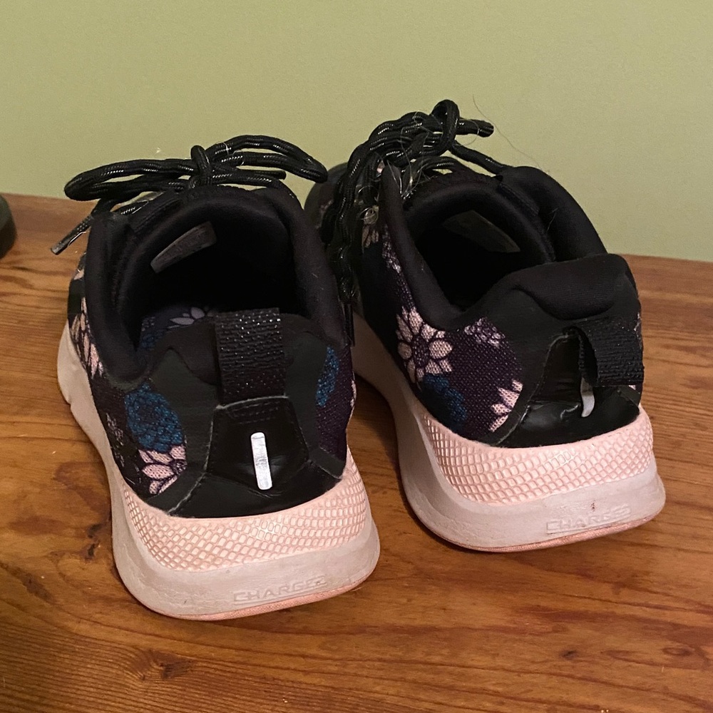 Under Armour Black with Pink and Teal Floral Tennis Shoes - Picture 2 of 7